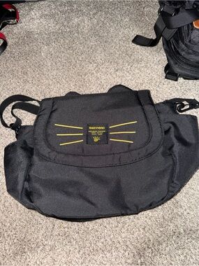 Black Crossbody Belt Bag with Yellow Accent